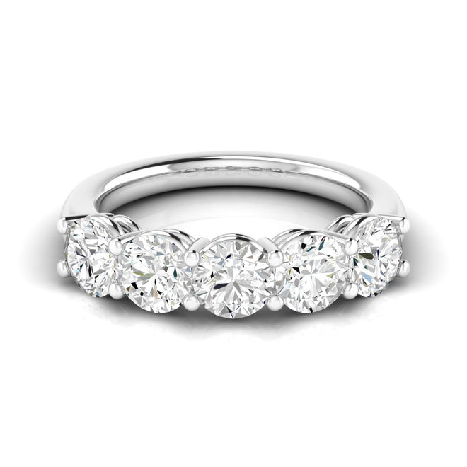 14 Karat 5-Stone Round Lab Grown Diamond Ring (2.50 TCW F+ Color-VS2+ Clarity) - Paul Nudelman Jewellers