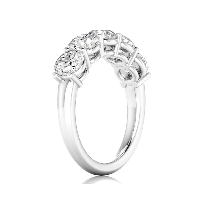 14 Karat 5-Stone Round Lab Grown Diamond Ring (2.50 TCW F+ Color-VS2+ Clarity) - Paul Nudelman Jewellers