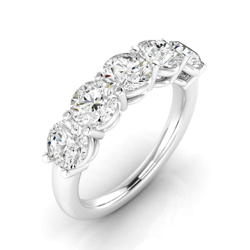 14 Karat 5-Stone Round Lab Grown Diamond Ring (2.50 TCW F+ Color-VS2+ Clarity)