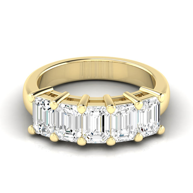 14 Karat Lab Grown Emerald-Cut 5-Stone Ring (2.50 Total Carat WeightF+ Color-VS+Clarity)