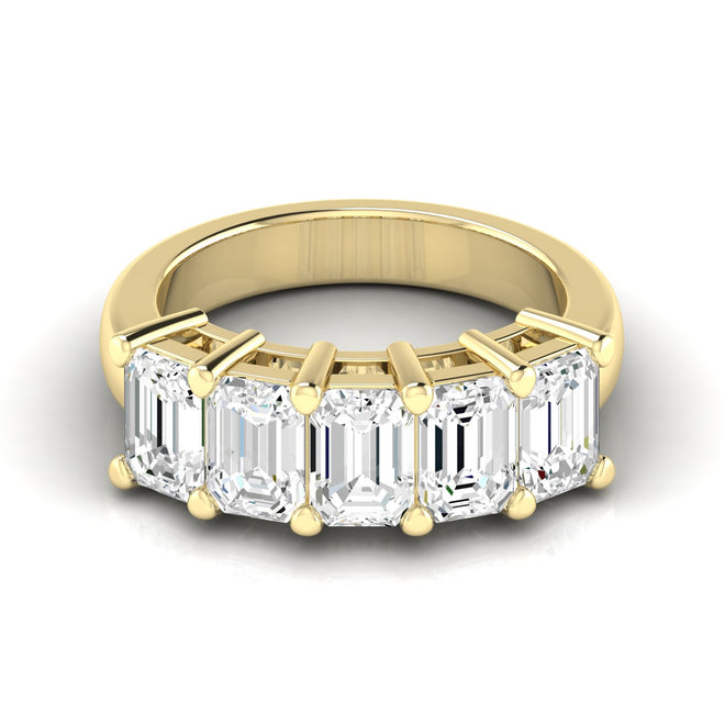 14 Karat Lab Grown Emerald-Cut 5-Stone Ring (3.50 Total Carat WeightF+ Color-VS+Clarity)