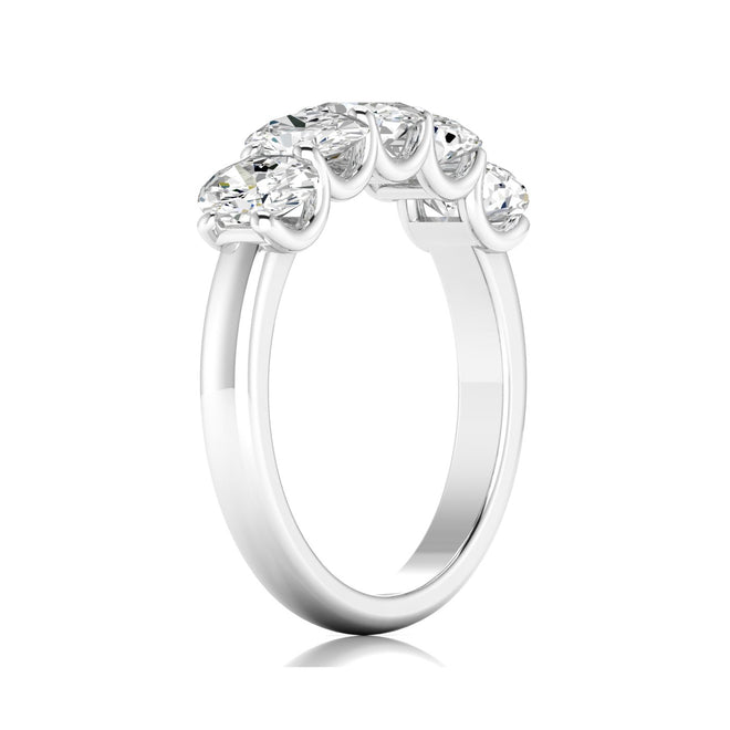14 Karat Five- Stone U Shaped Oval Lab Grown Diamond Ring(F+Color -VS+ Clarity)