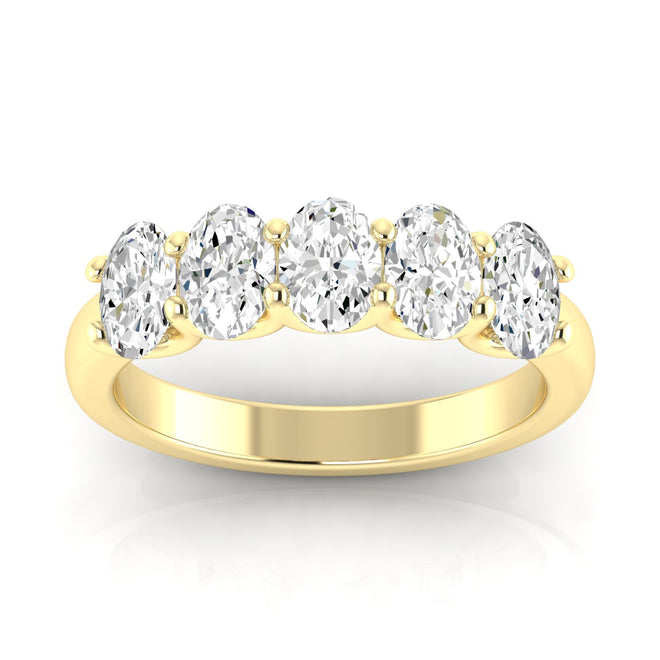 14 Karat Five- Stone U Shaped Oval Lab Grown Diamond Ring(F+Color -VS+ Clarity)