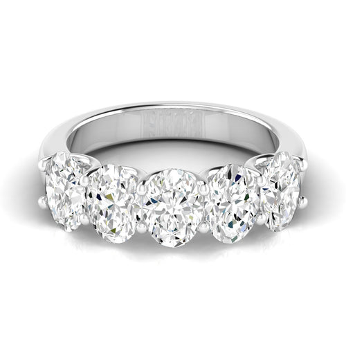 14 Karat Five- Stone U Shaped Oval Lab Grown Diamond Ring(F+Color -VS+ Clarity)