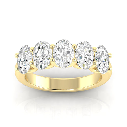 14 Karat Five- Stone U Shaped Oval Lab Grown Diamond Ring(F+Color -VS+ Clarity)