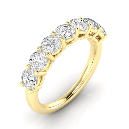 14 Karat Gold 7-Stone Round Lab Grown Diamond Ring ( F+Color VS +Clarity)