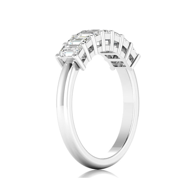 Lab Grown 7 - Stone Emerald-Cut  Diamond Ring F+Color VS+ Clarity)