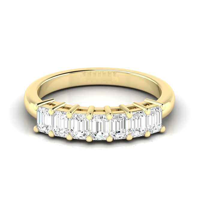Lab Grown 7 - Stone Emerald-Cut  Diamond Ring F+Color VS+ Clarity)