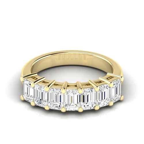 7 - Stone Emerald-Cut Lab Grown Diamond Ring F+Color VS+ Clarity)