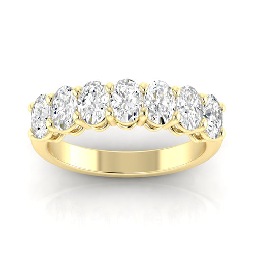 14 Karat Gold 7 - Stone Oval Basket Lab Grown Diamond Ring (F+ Color-VS+Clarity)