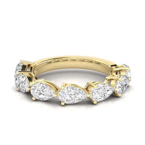 14 Karat Gold 7-Stone East-West Pear-Shape Lab Grown Diamond Ring(F+ Color VS+ Clarity)
