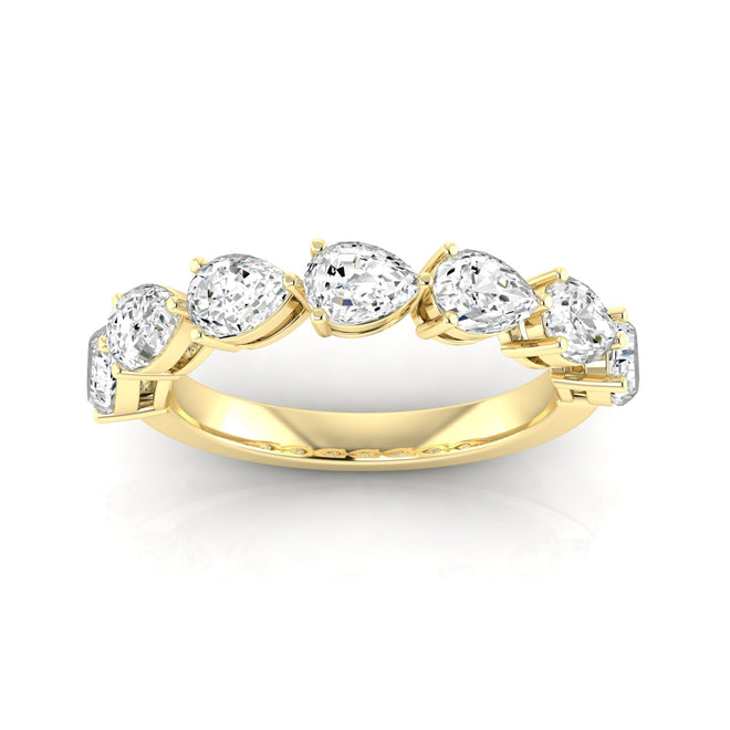 14 Karat Gold 7-Stone East-West Pear-Shape Lab Grown Diamond Ring(F+ Color VS+ Clarity)