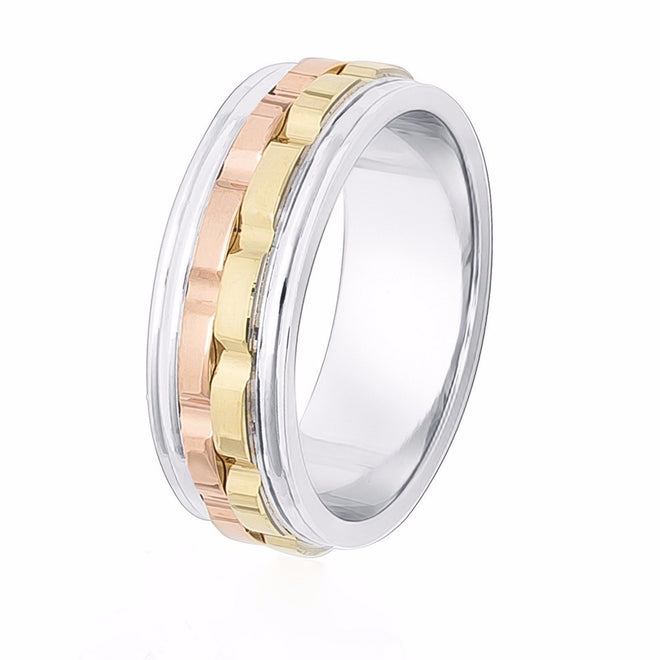 Tri-Colour Wedding Ring (14k - 8mm tri-colour)