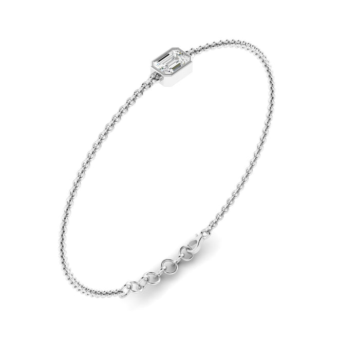 Lab Grown Bezel Set Emerald-Cut Bracelet