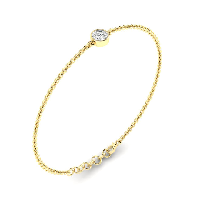 Lab Grown Bezel Set Round Diamond Bracelet (F+Color-VS+ Clarity)