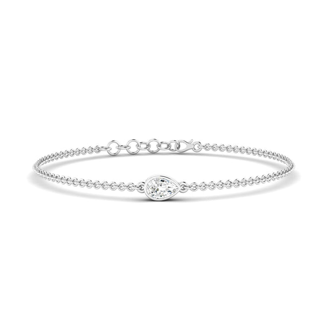 Lab Grown Bezel Set Pear-Shape Diamond Bracelet