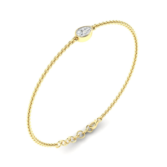 Lab Grown Bezel Set Pear-Shape Diamond Bracelet