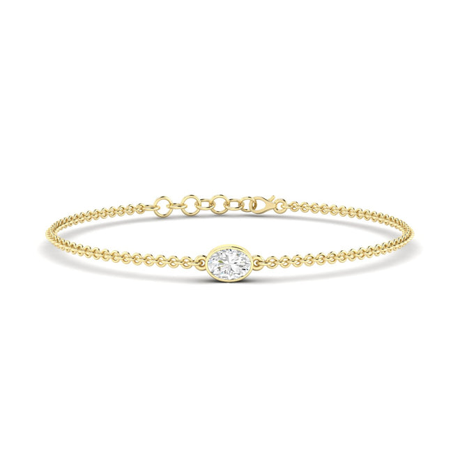 Lab Grown Bezel Set Oval Diamond Bracelet (F+ Color-VS+Clarity)