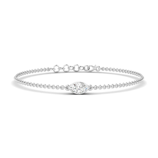 Lab Grown Bezel Set  Marquise Diamond Bracelet (F+Color-VS+Clarity)
