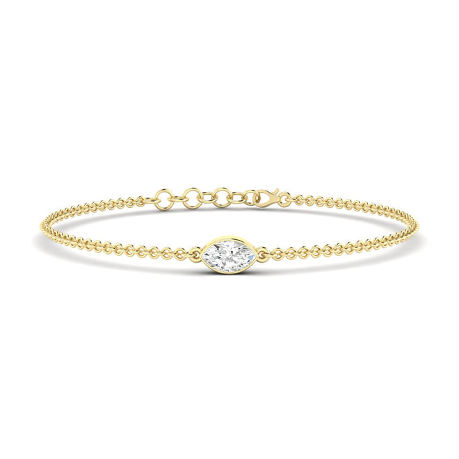 Lab Grown Bezel Set  Marquise Diamond Bracelet (F+Color-VS+Clarity)