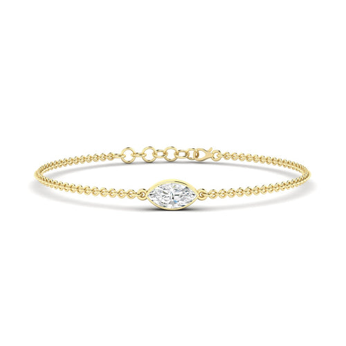 14 Karat Bezel Set Lab Grown Marquise Diamond Bracelet (F+Color-VS+Clarity)