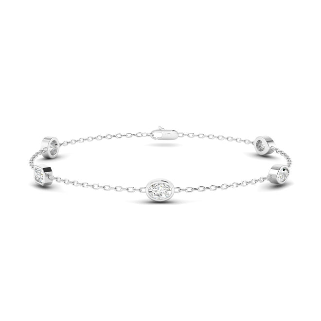 Lab Grown 5-Stone Multi-Shape Lab Grown Diamond Bracelet ( 1.00 Total Carat Weight F+Color -VS clarity)