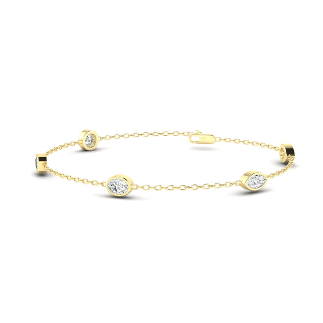 Lab Grown 5-Stone Multi-Shape Lab Grown Diamond Bracelet ( 1.00 Total Carat Weight F+Color -VS clarity)