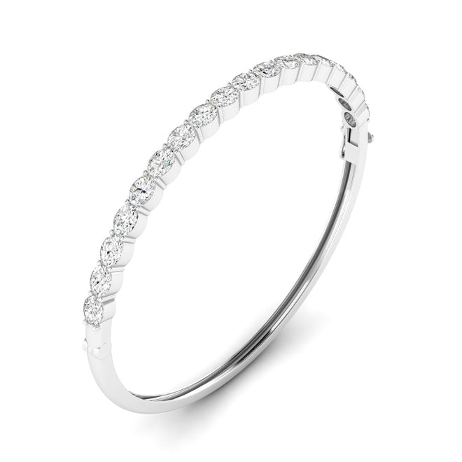 Lab Grown East-West Oval Shape Diamond  Bangle (2.75 Total Carat Weight F+ Color+VS+ Clarity)