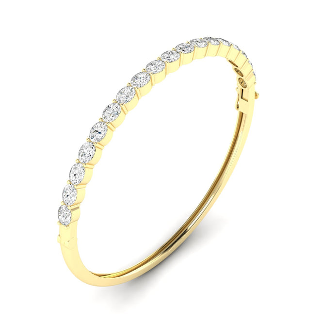 Lab Grown East-West Oval Shape Diamond  Bangle (2.75 Total Carat Weight F+ Color+VS+ Clarity)