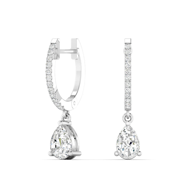 Lab Grown Pear-Shape Droplet Hoops (1.20 TCW F+ Color-VS+ Clarity)