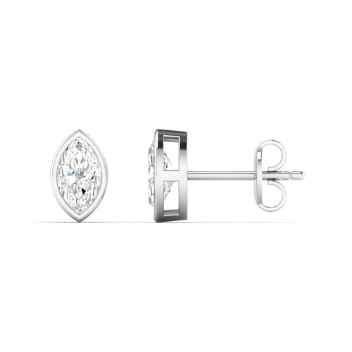 14 Karat Bezel Set Marquise Cut Lab Grown Diamond Studs (0.50 Total Carat Weight F+Color - VS+Clarity)