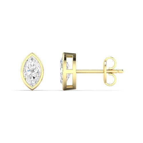 Lab Grown Bezel Set Marquise Cut Diamond Studs (0.50 Total Carat Weight F+Color - VS+Clarity)