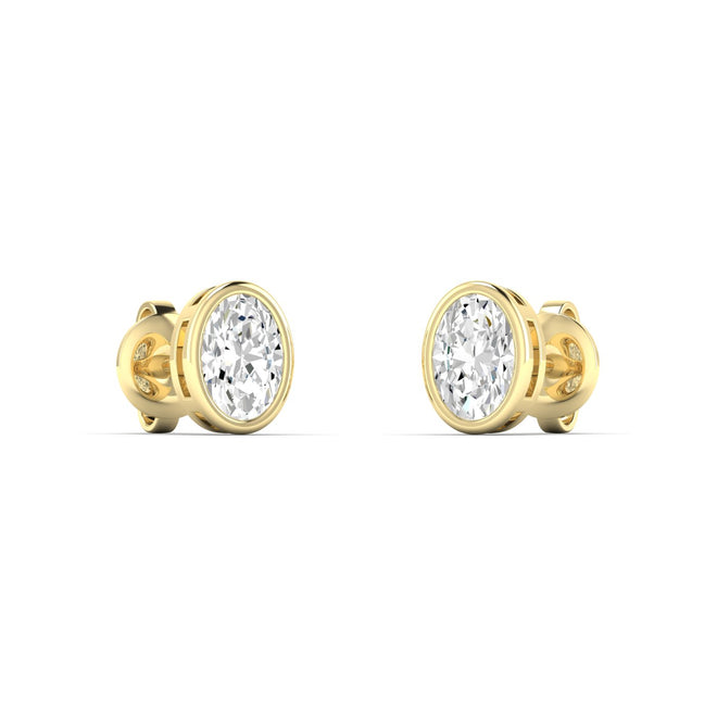 Lab Grown Bezel Set Oval Diamond Studs (F+Color - VS+ Clarity)