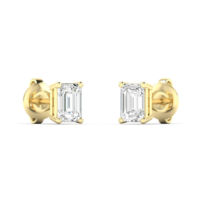 14K yellow gold emerald-cut lab-grown diamond stud earrings,  by Paul Nudelman Jewellers.