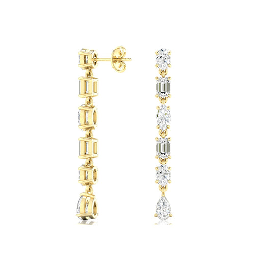 14 Karat Gold Multi-Shape Lab Grown Diamond Drop Earrings (2.00 Carats Total Weight F+Color VS+Clarity)