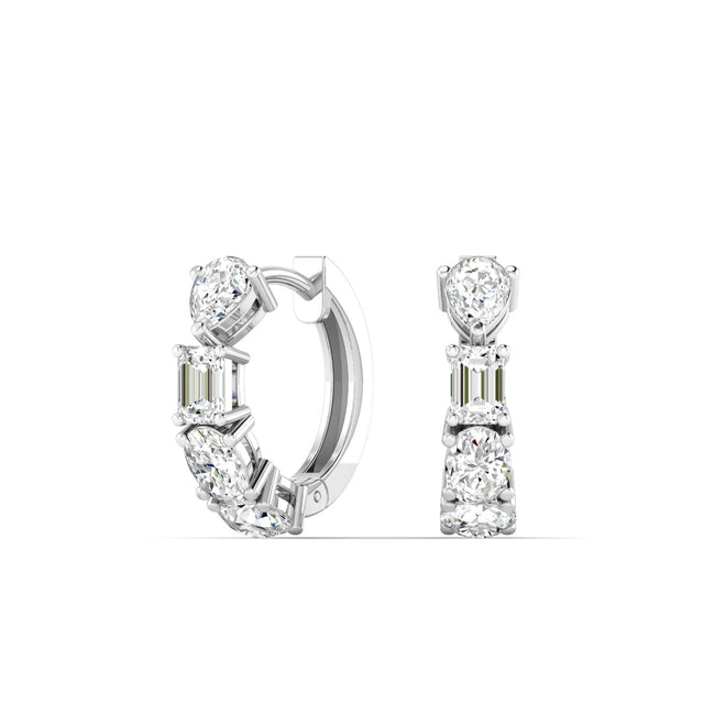 14 Karat Lab Grown Multi-Shape Huggy Earrings (2.00 Total Carat Weight F+ Color-VS+ Clarity)