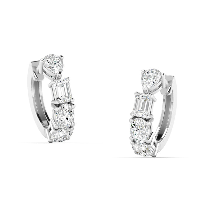 14 Karat Lab Grown Multi-Shape Huggy Earrings (2.00 Total Carat Weight F+ Color-VS+ Clarity)