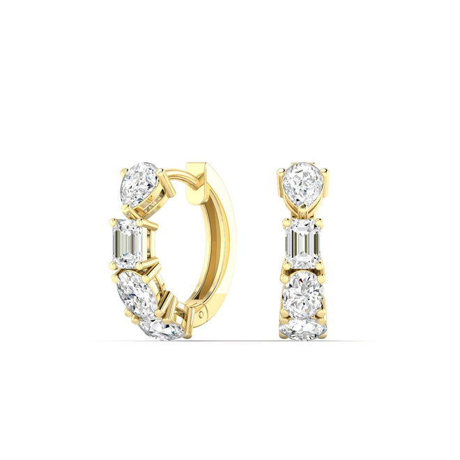 14 Karat Lab Grown Multi-Shape Huggy Earrings (2.00 Total Carat Weight F+ Color-VS+ Clarity)