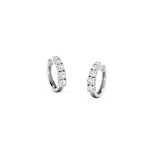 Lab Grown Graduated Round Diamond Huggy Earrings (2.00 Total Carat Weight F+Color-VS+Clarity)