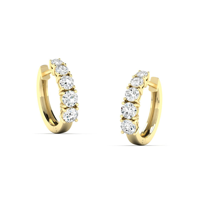 Lab Grown Graduated Round Diamond Huggy Earrings (2.00 Total Carat Weight F+Color-VS+Clarity)