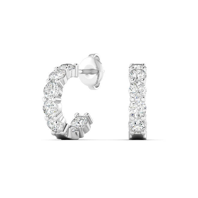 14 Karat White Gold Inside-Out Lab Grown Diamond Hoop Earrings (1.00 Total Weight F color-VS) - Paul Nudelman Jewellers