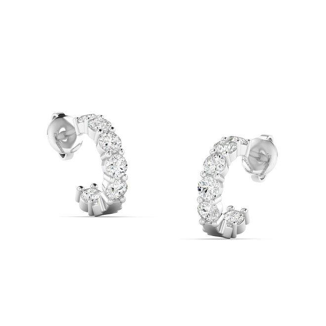 14 Karat White Gold Inside-Out Lab Grown Diamond Hoop Earrings (1.00 Total Weight F color-VS) - Paul Nudelman Jewellers