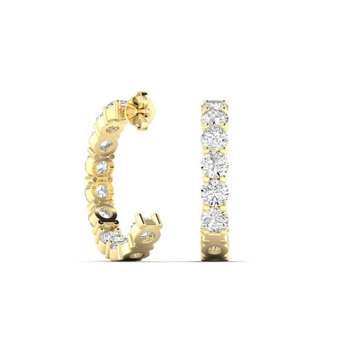 14 Karat Round Lab Grown Inside - Out Diamond Hoops (4.00 Total Carat Weight F+Color VS+Clarity)