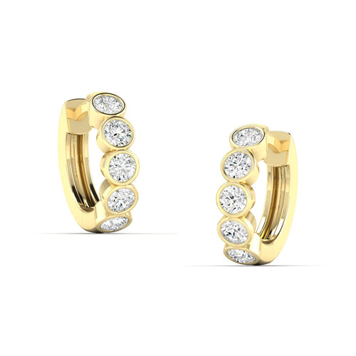 14 Karat Lab Grown Diamond Huggy Earrings (0.75 TCW F+ Color+ VS+Clarity)