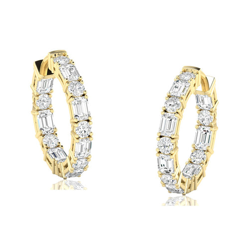 14 Karat Lab Grown Diamond Earrings Inside Out Earrings (5 Carats Total Weight F+Color VS+Clarity)