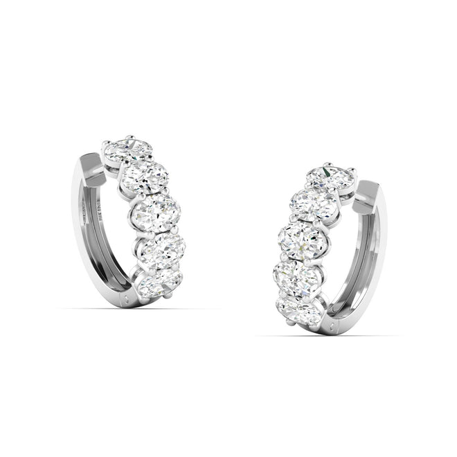 Lab Grown Small Oval  Diamond Hoops (2.00 Carats Total Carat Weight F+Color VS+Clarity)