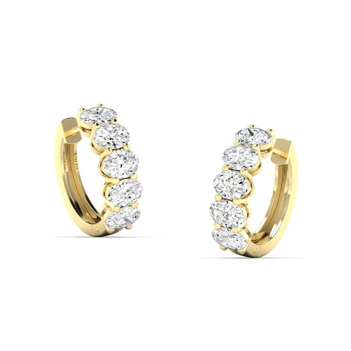 14 Karat Small Oval Lab Grown Diamond Hoops (2.00 Carats Total Carat Weight F+Color VS+Clarity)