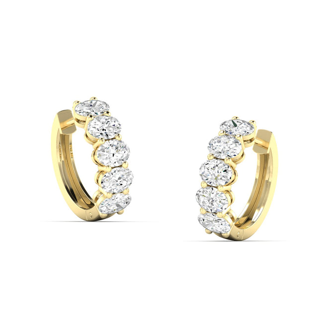 Lab Grown Small Oval  Diamond Hoops (2.00 Carats Total Carat Weight F+Color VS+Clarity)