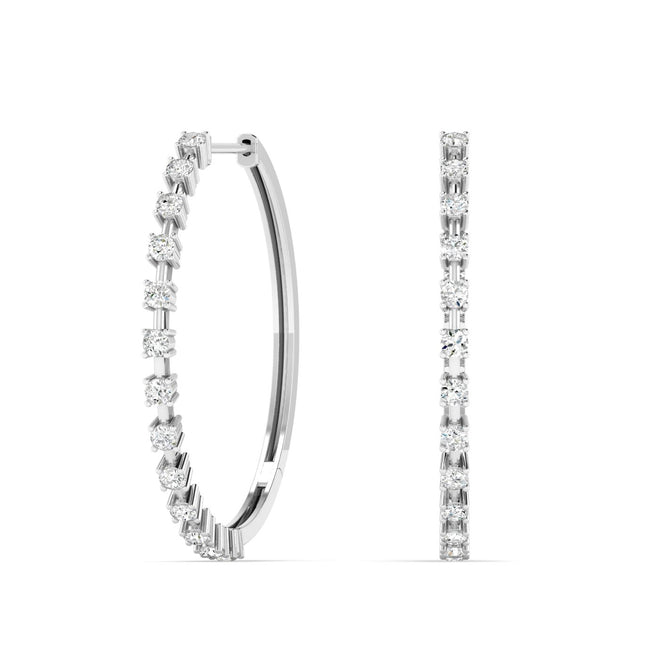 14 Karat Large Lab Grown Diamond Hoop Earrings (1.65 Total carat Weight F+ Color -VS+Clarity)