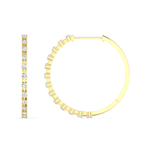 14 Karat Large Lab Grown Diamond Hoop Earrings (1.65 Total carat Weight F+ Color -VS+Clarity)